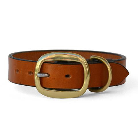Plain Leather Dog Collar with Swage Buckle TAN