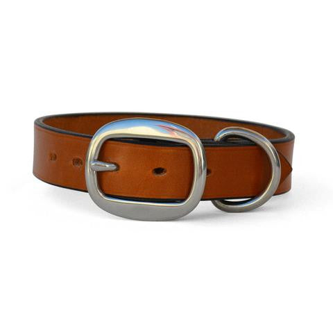 Plain Leather Dog Collar with Swage Buckle TAN