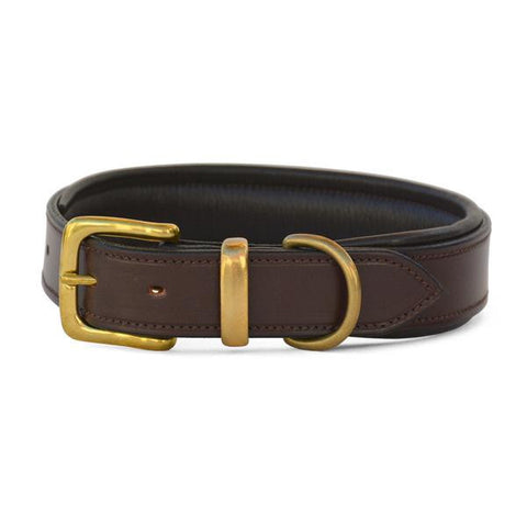 Padded Leather Dog Collar with West End Buckle Nut/Brown Padding