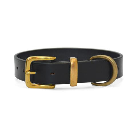 Plain Leather Dog Collar with West End Buckle BLACK
