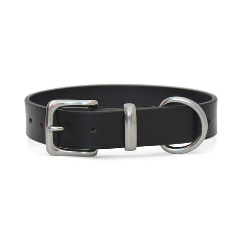 Plain Leather Dog Collar with West End Buckle BLACK