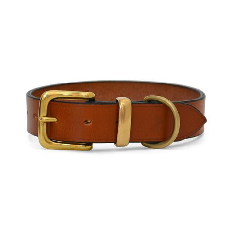 Plain Leather Dog Collar with West End Buckle TAN